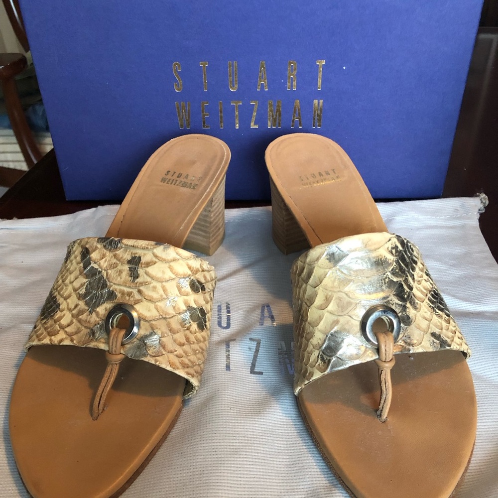 Stuart Weitzman Block Heel Slide Sandals. - image 1